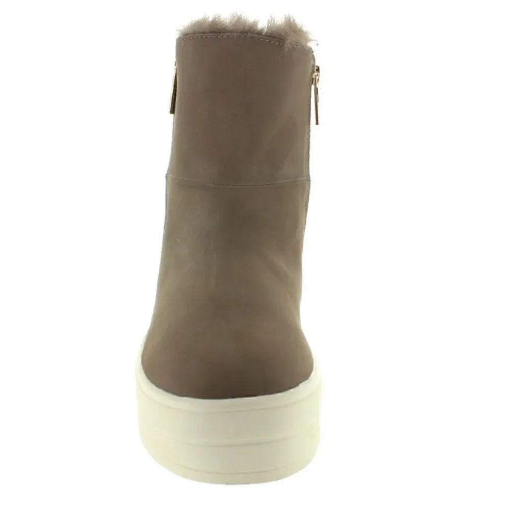 JSLIDES HENLEY - TAUPE NUBUCK DUAL-ZIP FUR LINED PLATFORM SNEAKER BOOT